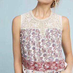 Anthropologie Maeve Laced Eleanor Blouse Sleeveless S